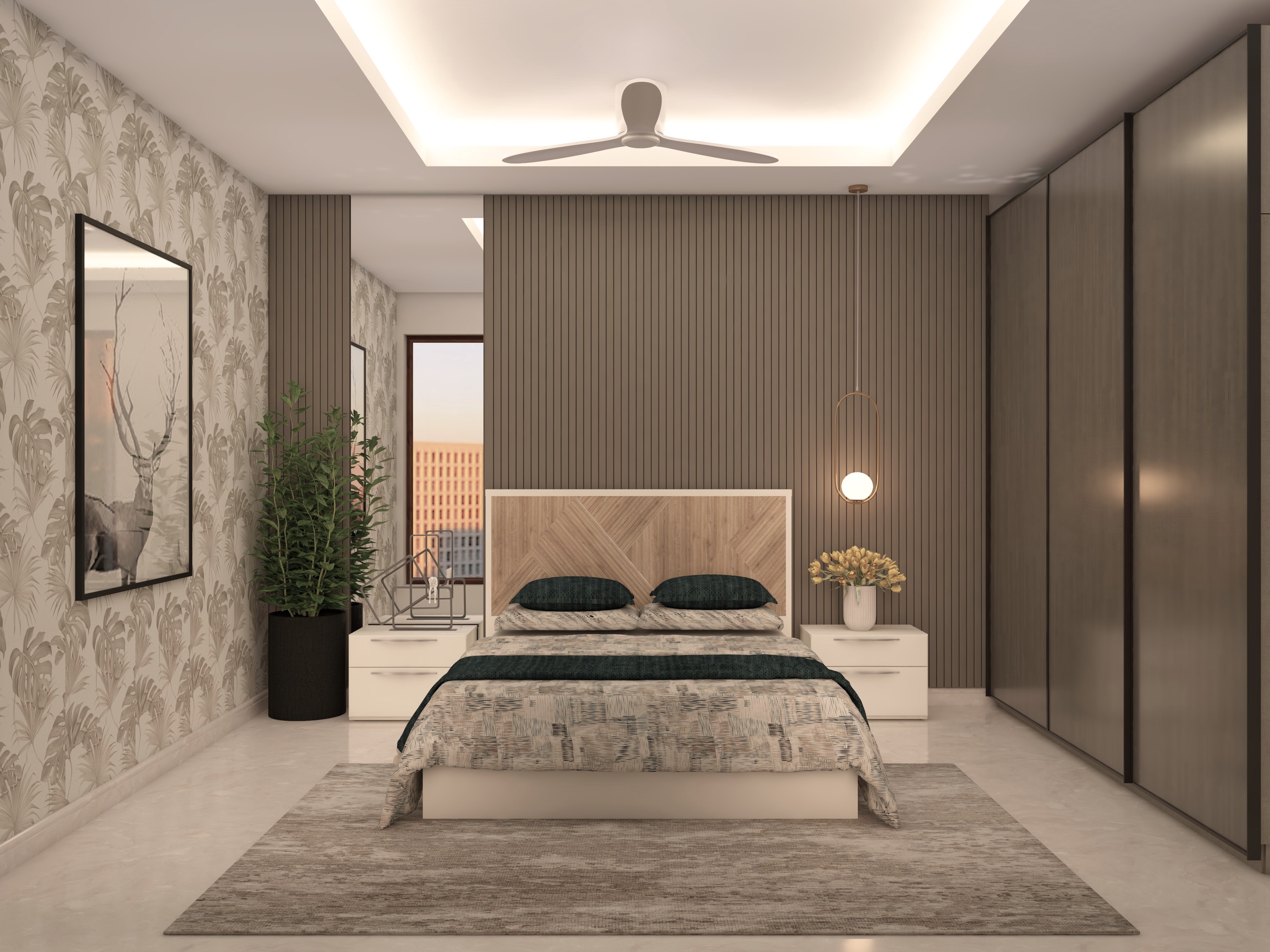 Modern master bedroom with wooden accents - Beautiful Homes