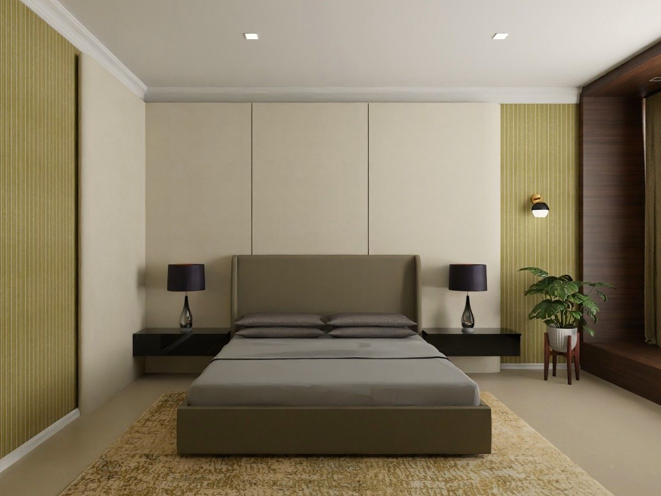 Minimalist bedroom with upholstered bed - Beautiful Homes