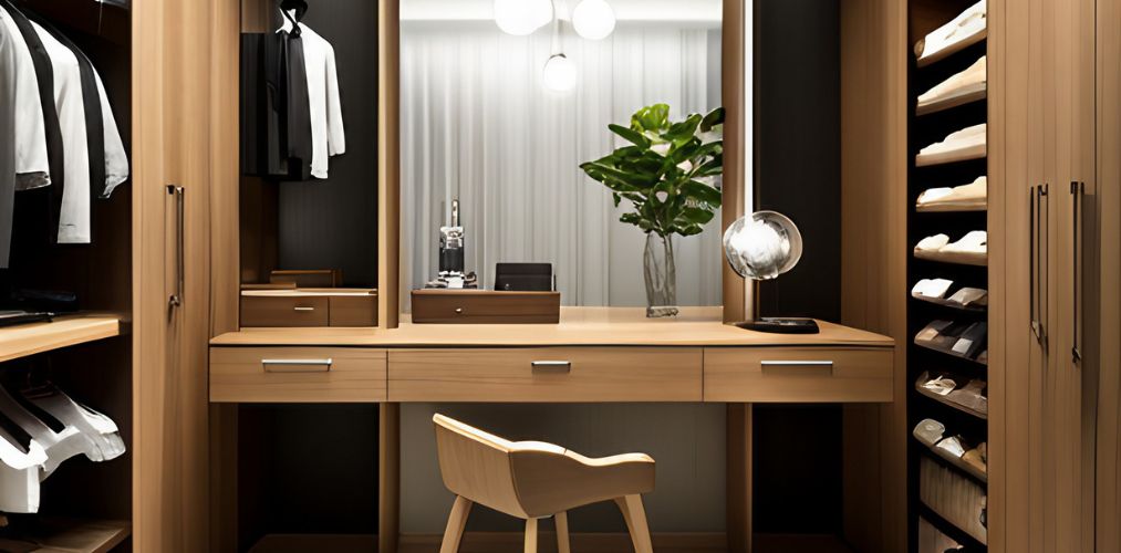 Wooden wardrobe design with dressing table-Beautiful Homes