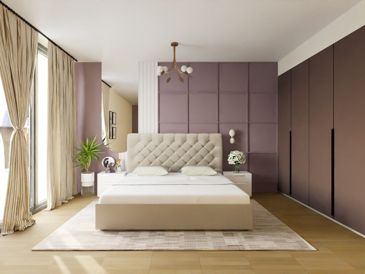 Modern bedroom with neutral tones and modern décor - Beautiful Homes