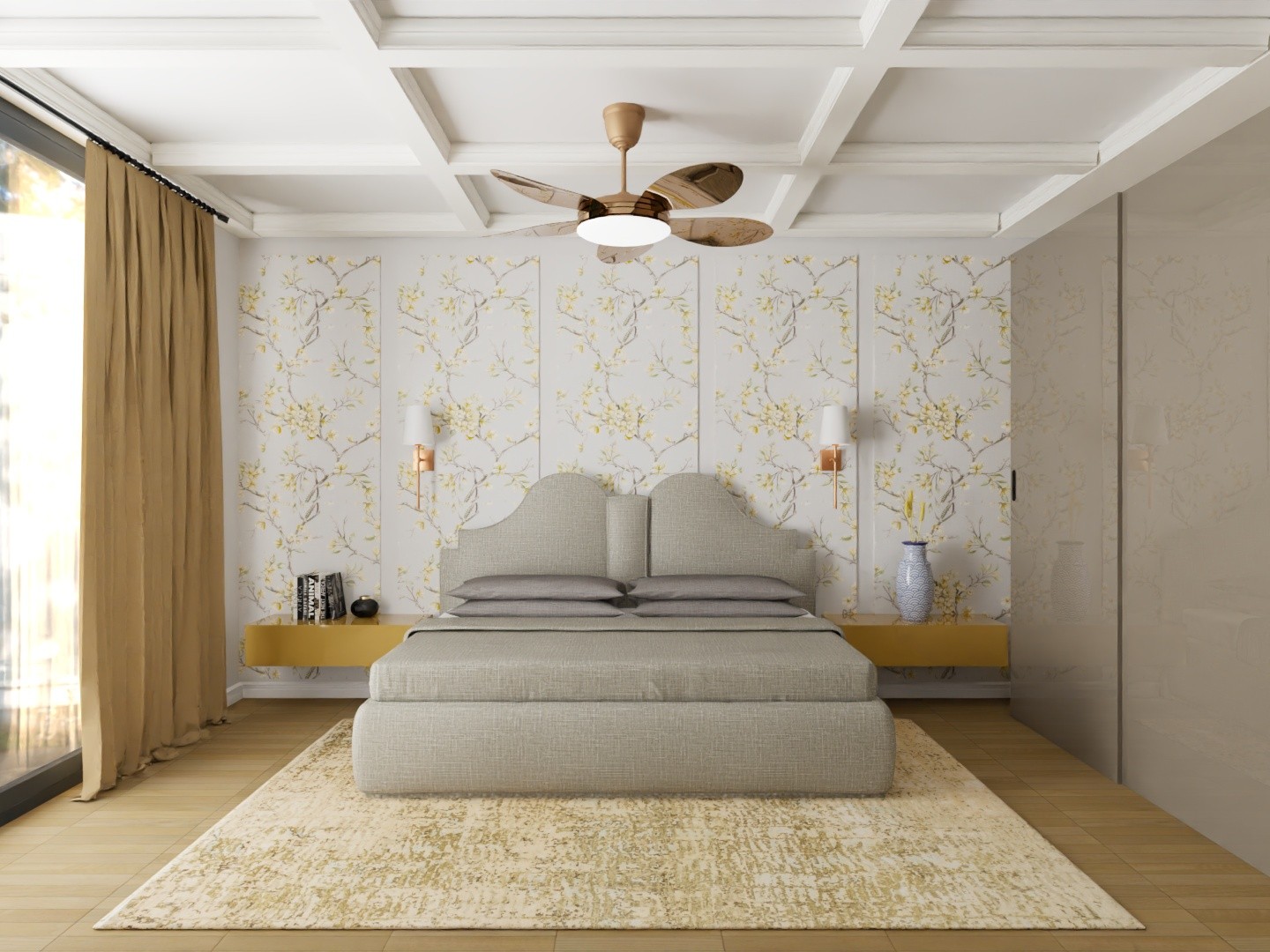 Master bedroom design with grey bed - Beautiful Homes