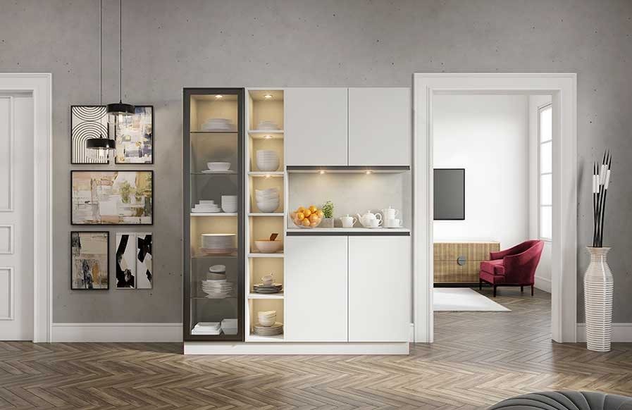 A set of crockery cupboards to add extra storage for your living room design - Beautiful Homes