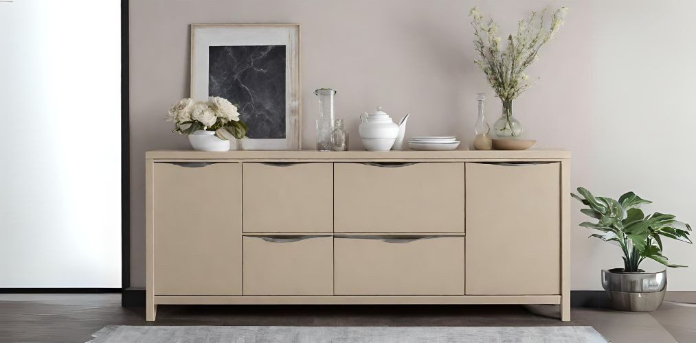 Beige sideboard crockery unit with drawers-Beautiful Homes