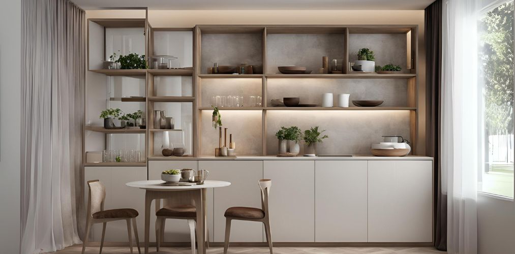 Closed crockery unit with display shelves on top - Beautiful Homes