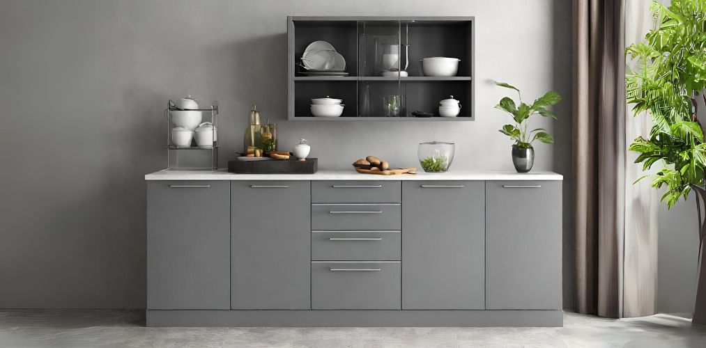 Grey sideboard crockery unit with closed storage-Beautiful Homes