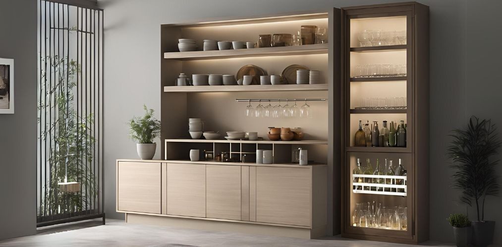 Modern crockery unit with bar display - Beautiful Homes