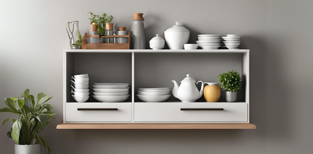 Open wall-mounted crockery unit with drawers - Beautiful Homes