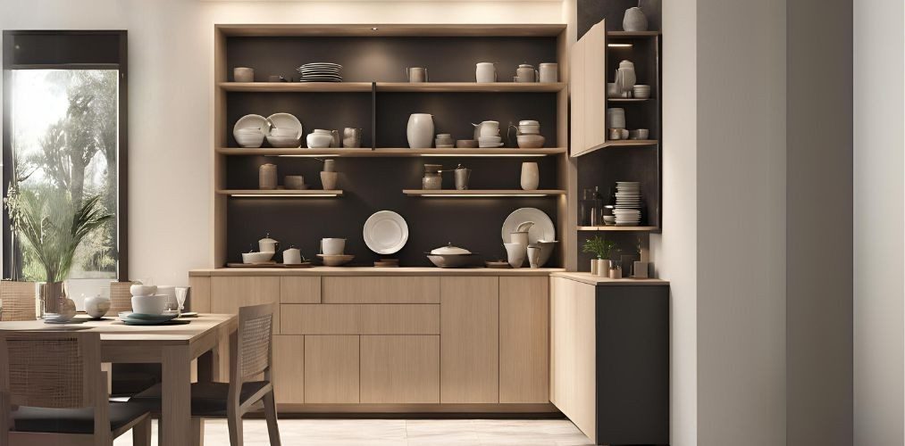 Open wooden crockery unit with shelves - Beautiful Homes