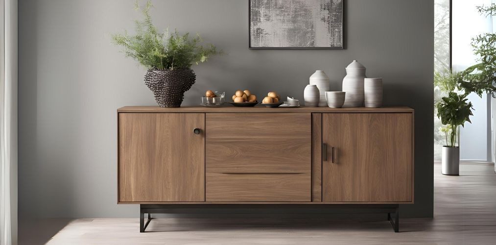 Sideboard style crockery unit with textured wooden laminate - Beautiful Homes