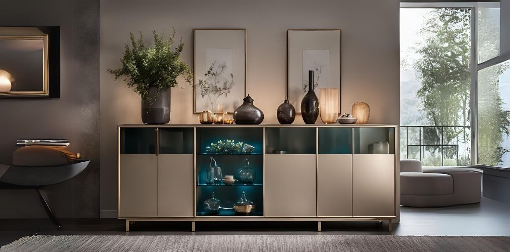 Sideboard style crockery unit with tinted glass shutters - Beautiful Homes