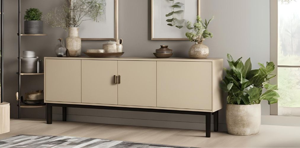 Small beige sideboard crockery unit with closed storage - Beautiful Homes