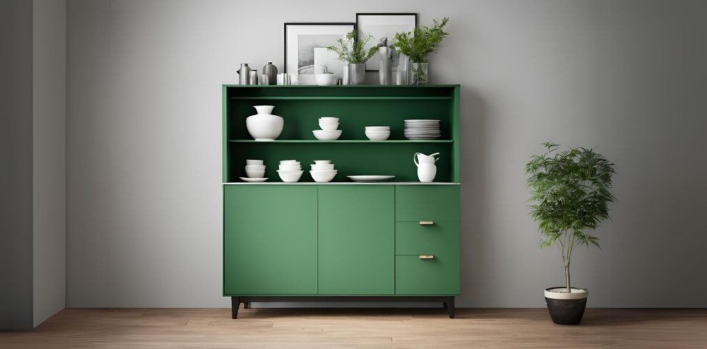 Small green freestanding crockery unit with drawers - Beautiful Homes