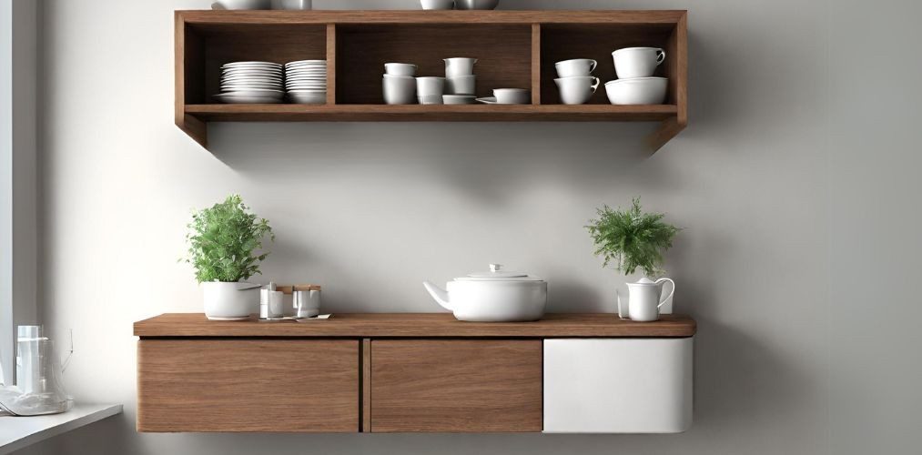 Small wall mounted wooden crockery unit - Beautiful Homes