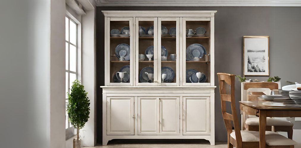 Traditional small crockery unit with glass in dining room - Beautiful Homes