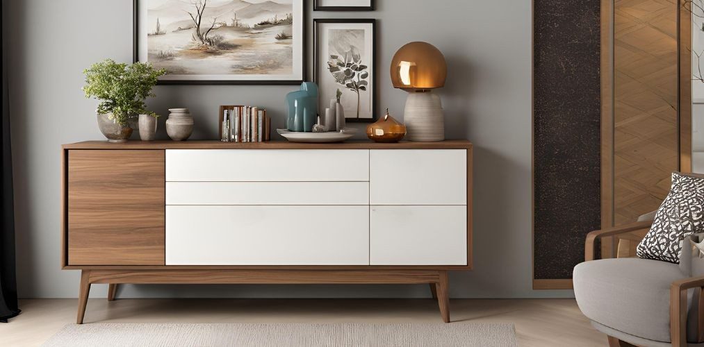 White and wood sideboard crockery unit - Beautiful Homes