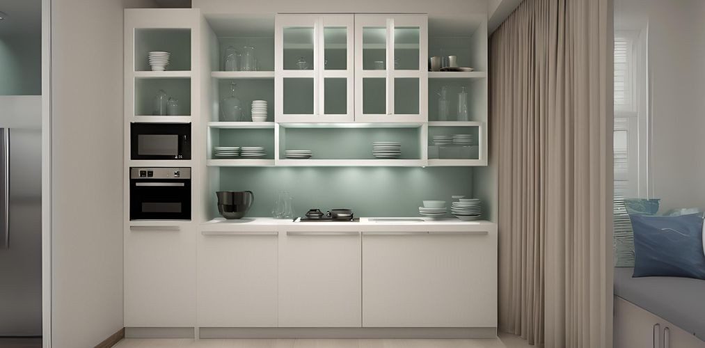 White crockery unit with glass storage - Beautiful Homes