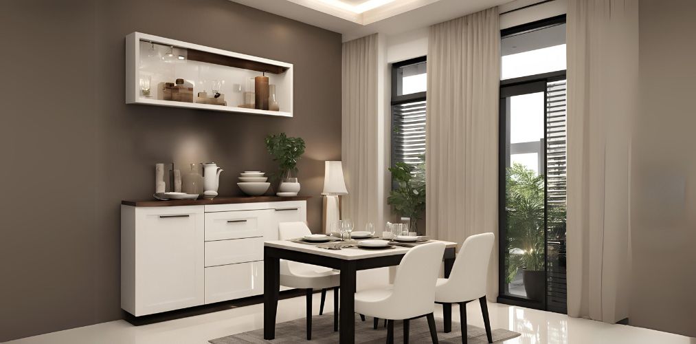 White crockery unit with sideboard in dining room - Beautiful Homes