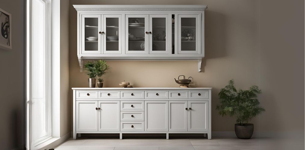 White traditional crockery unit with upper glass cabinets - Beautiful Homes