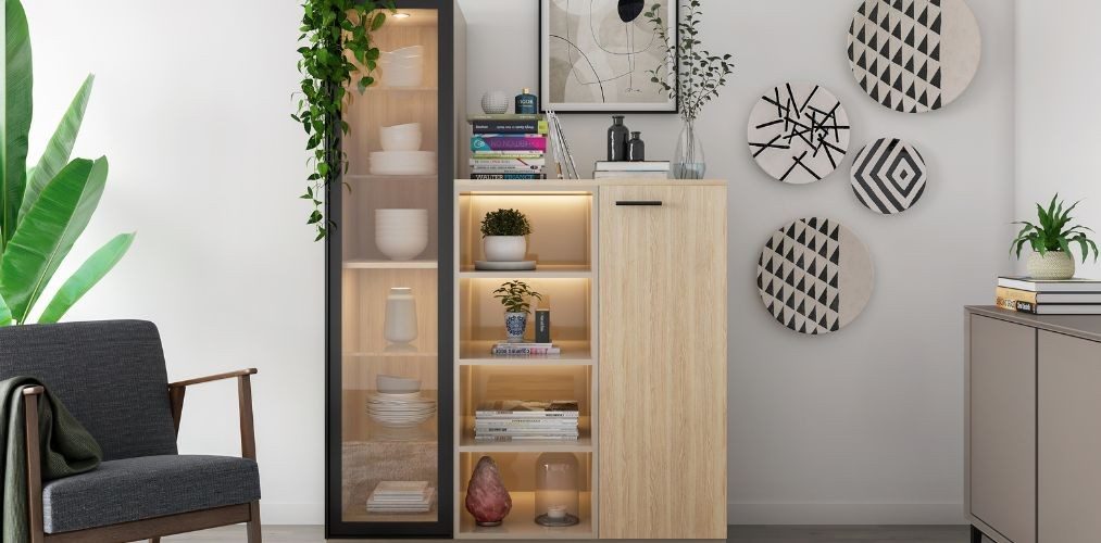 Wooden crockery unit with cabinets-Beautiful Homes