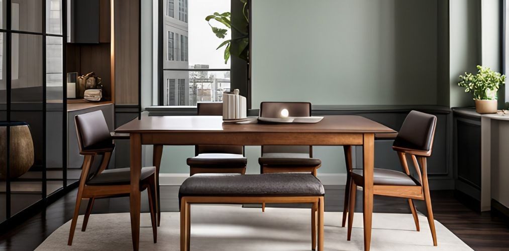 Wooden dining room with dining bench-Beautiful Homes