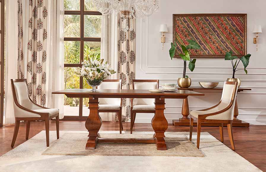 Traditional dining room design with unique designer dining table set - Beautiful Homes