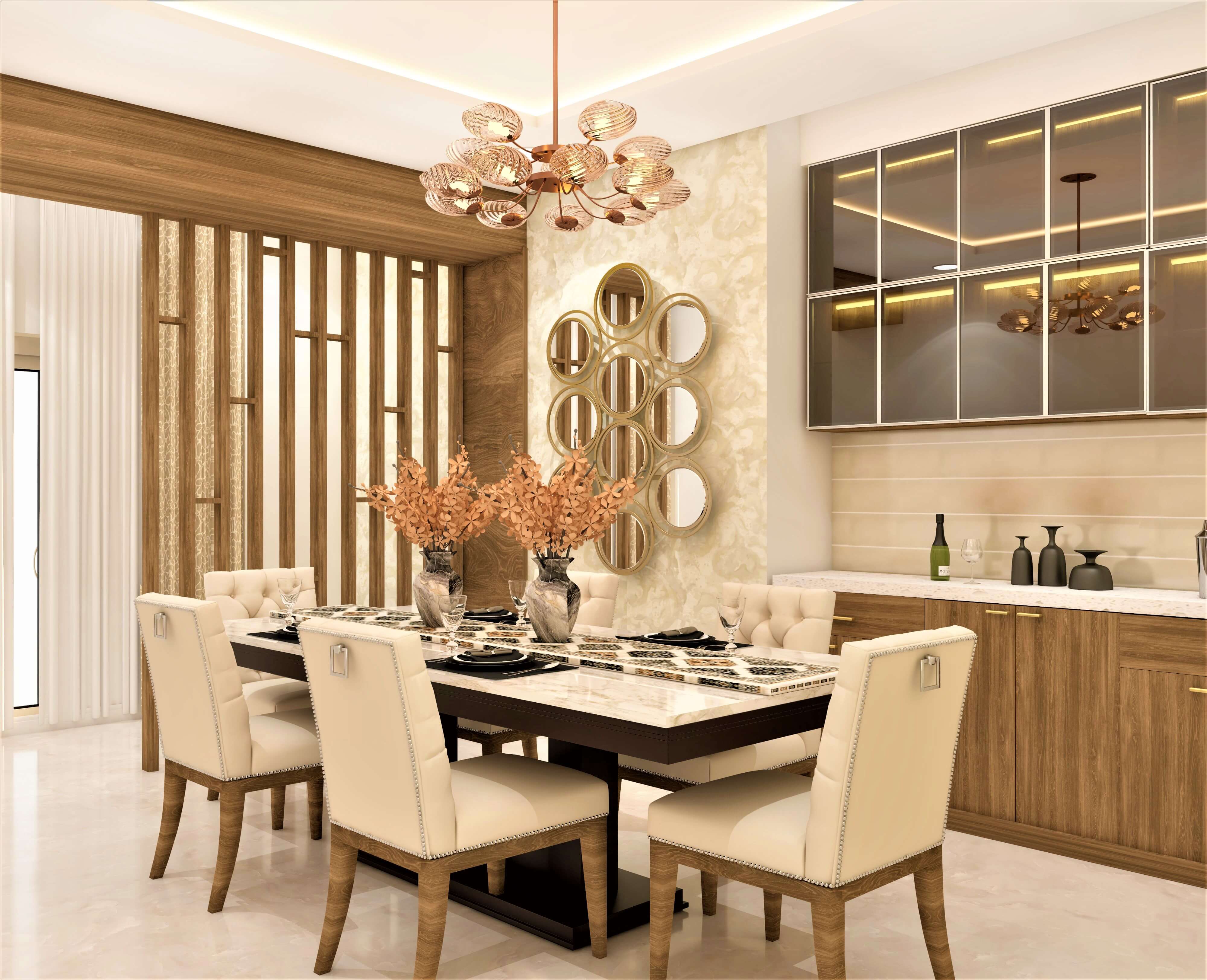 Modern dining room design with crockery unit - Beautiful Homes