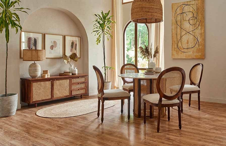 Neutral colour inspired dining room interior design & decor - Beautiful Homes