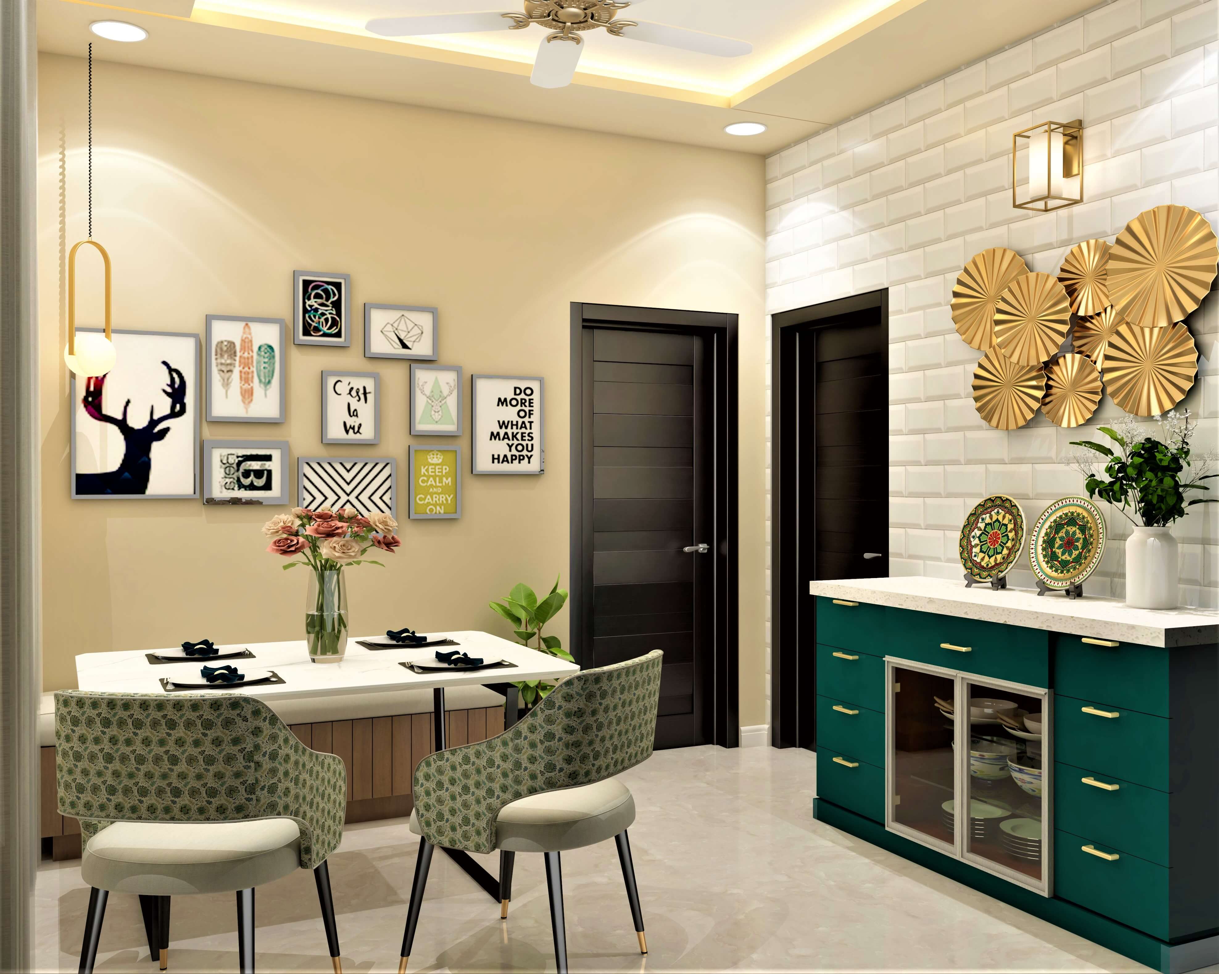 Quirky modern dining space with crockery unit - Beautiful Homes