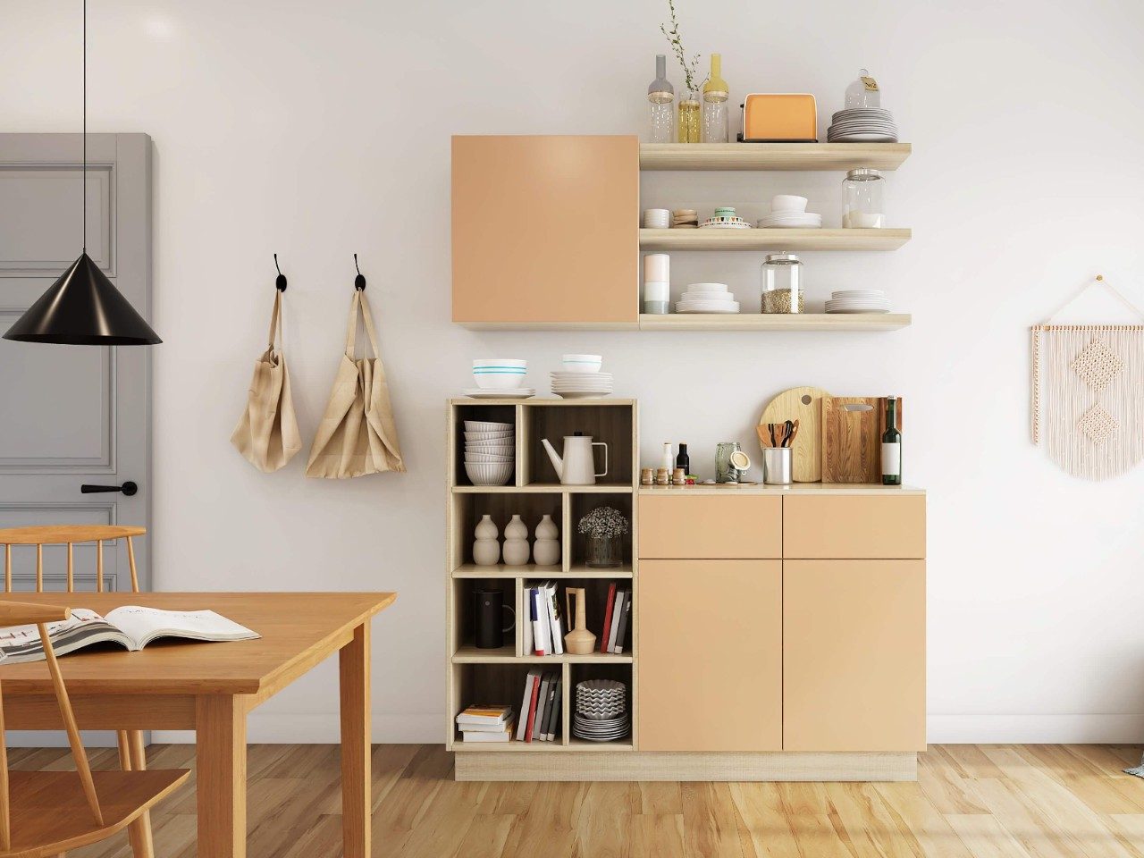 Classic dining space with neutral-toned crockery unit - Beautiful Homes