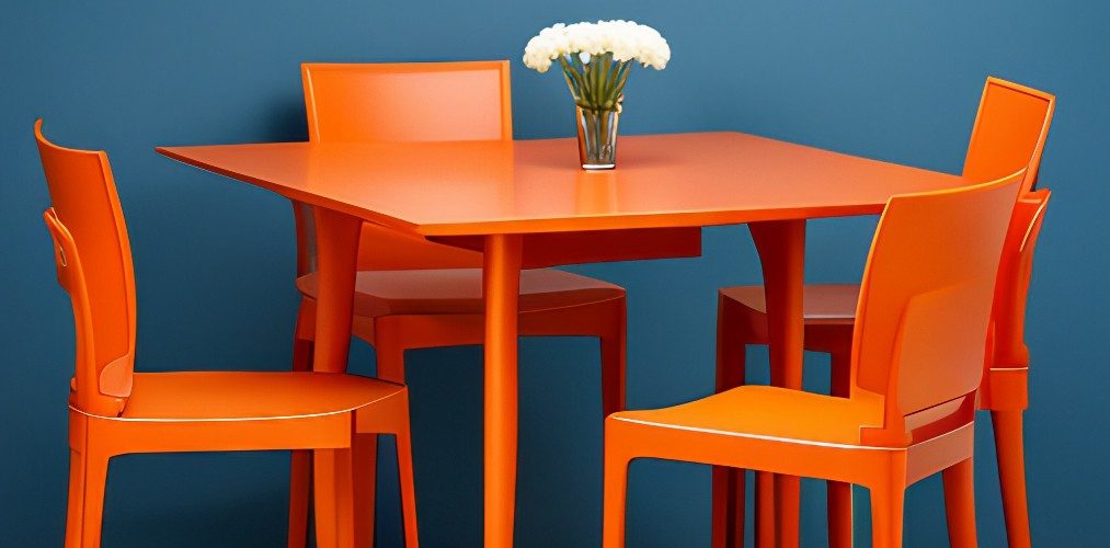 Dining room with orange plastic dining set-Beautiful Homes