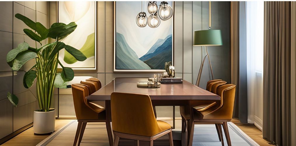 Artwork for dining room with hanging lights-Beautiful Homes
