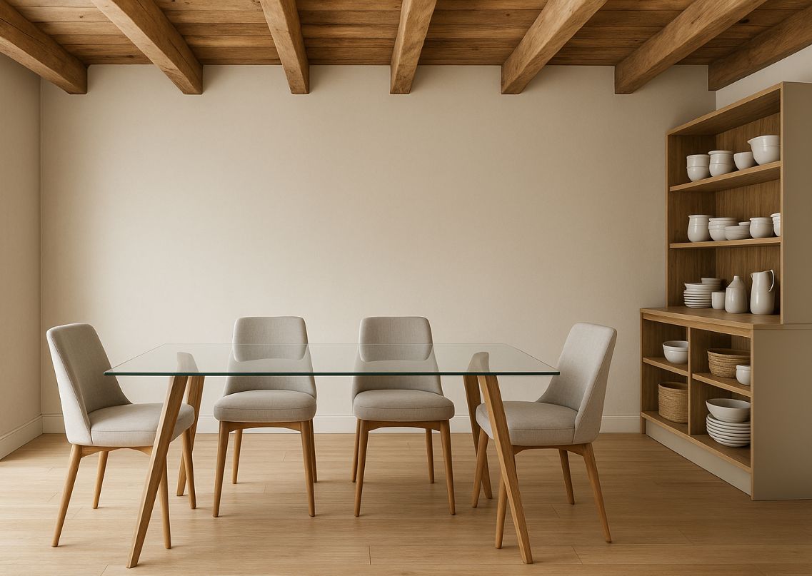 Modern dining room with glass table and chairs - Beautiful Homes