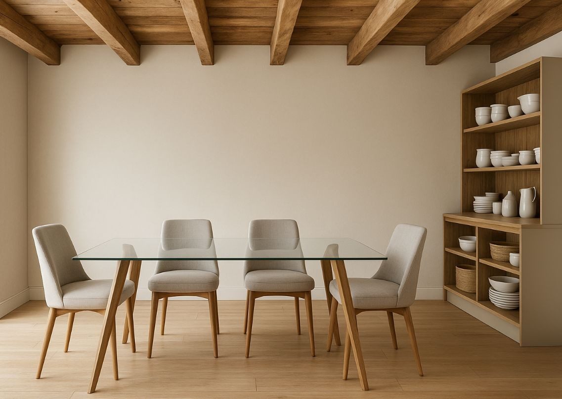 Modern dining room with glass table and chairs - Beautiful Homes