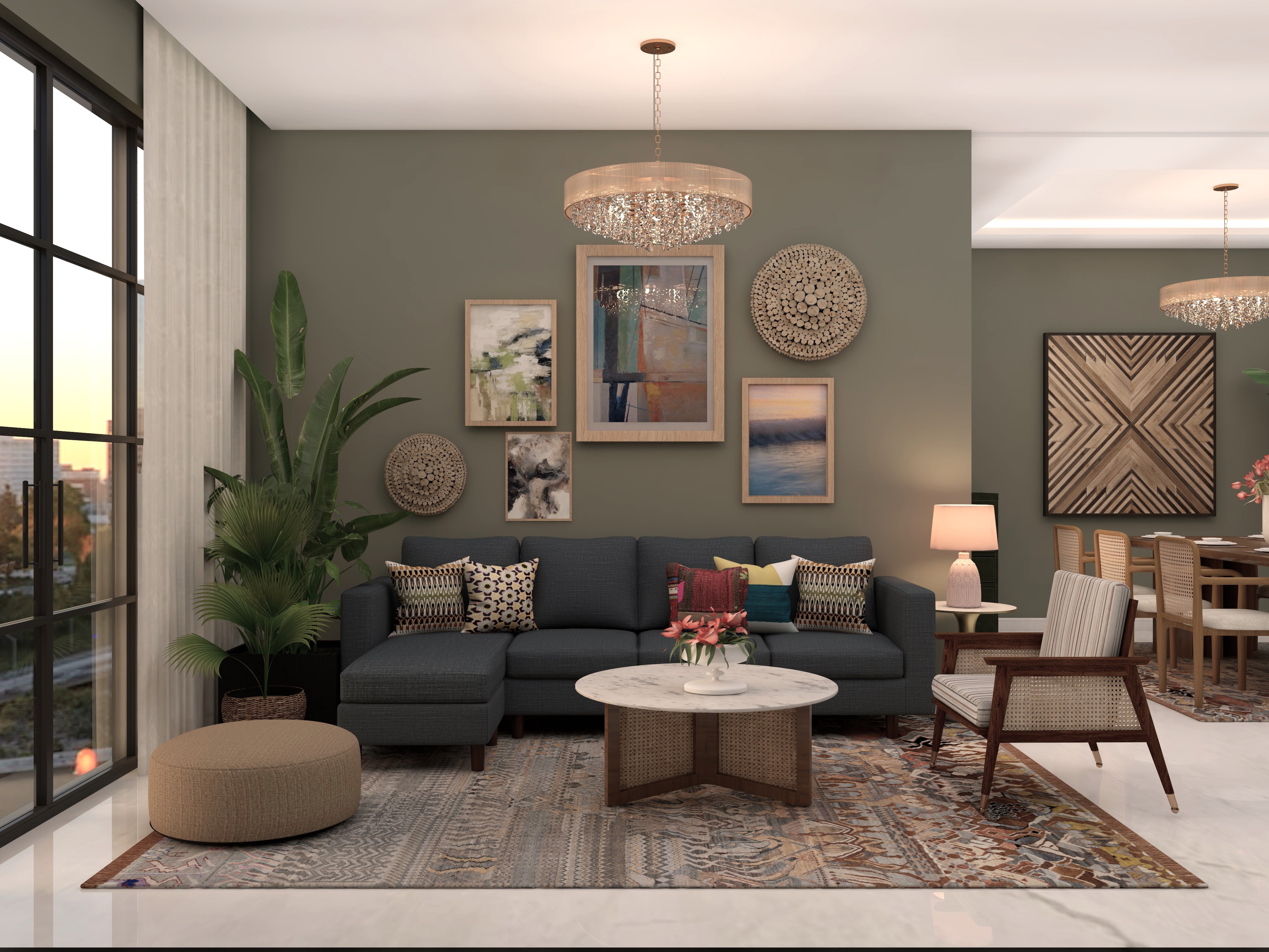 Stylish dining room with wooden table and décor - Beautiful Homes