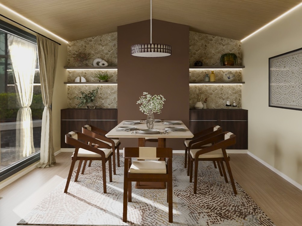 Wooden dining table with modern chairs and décor - Beautiful Homes