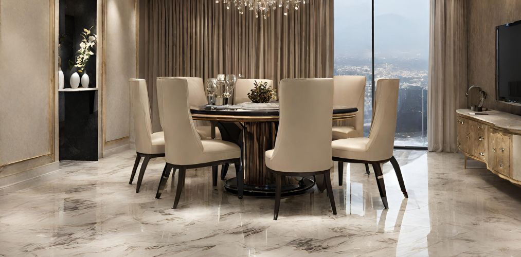 Luxury 4 seater dining room with marble flooring - Beautiful Homes