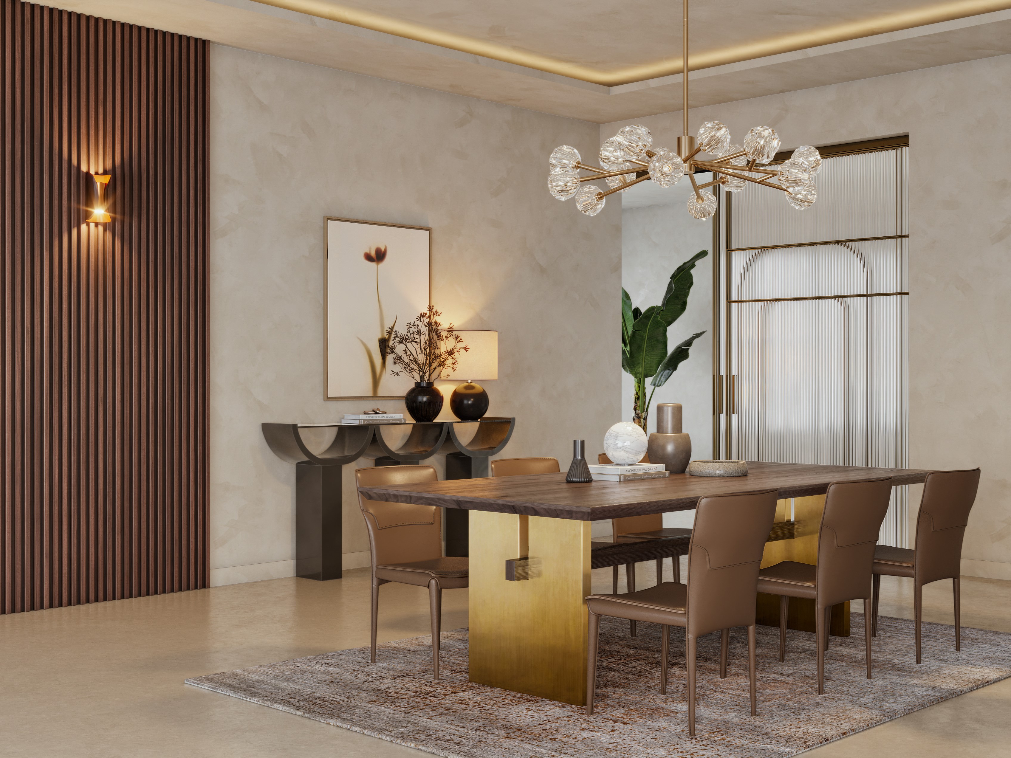 Modern dining room with wooden table and décor - Beautiful Homes