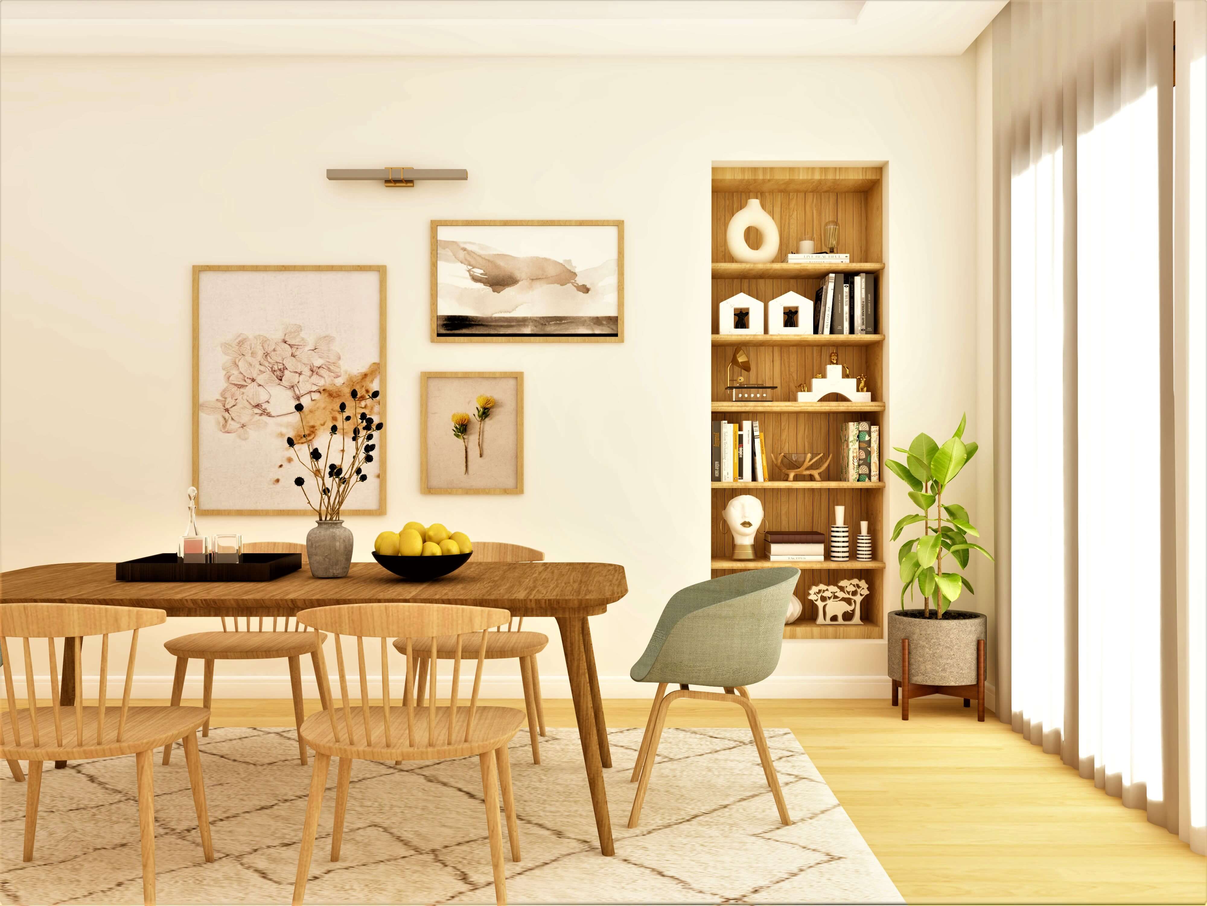 Minimalistic dining room design with decorative frames - Beautiful Homes