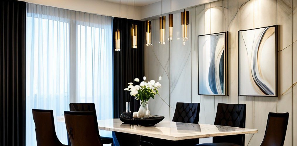 Hanging lights with dining table-Beautiful Homes