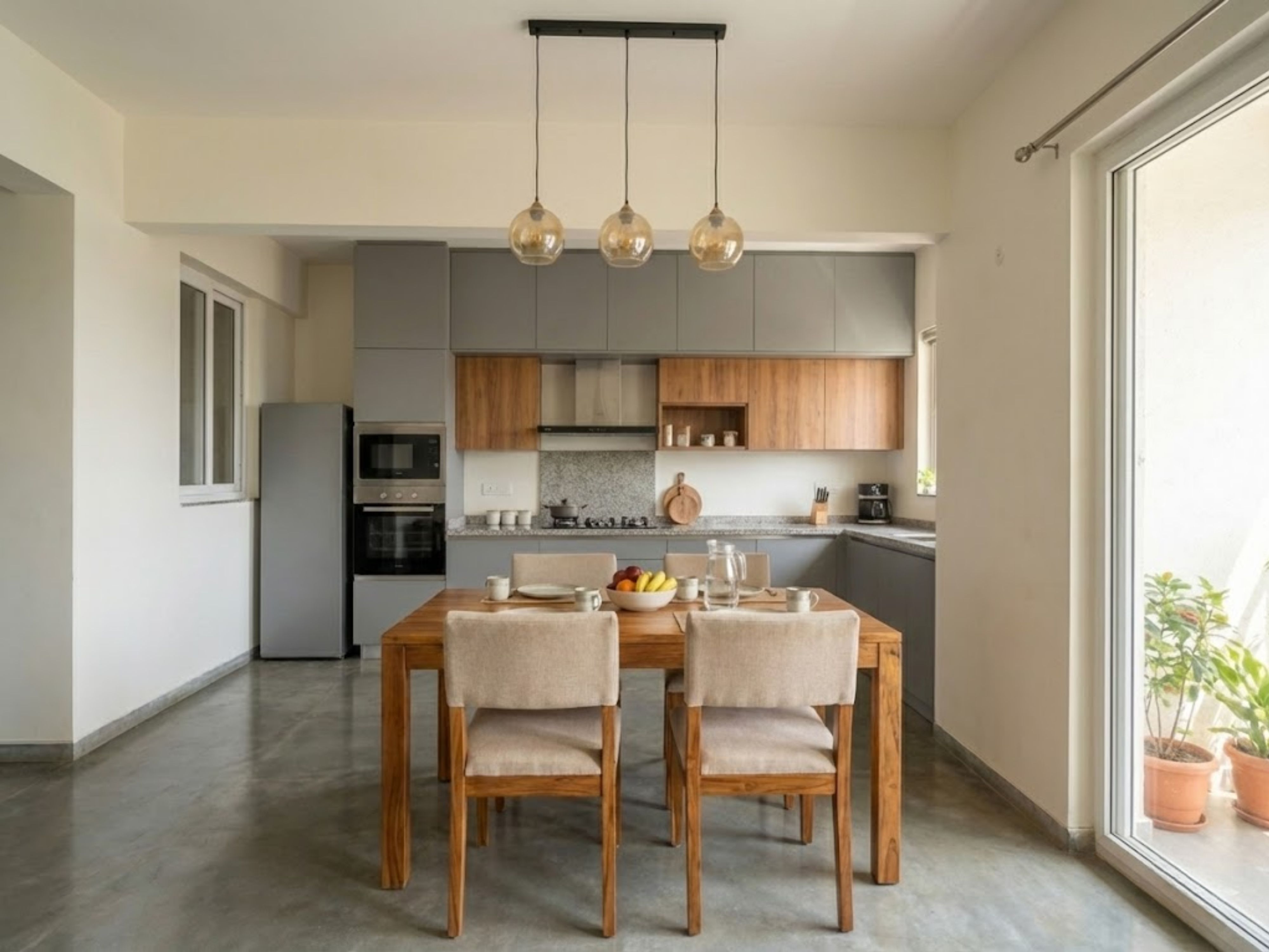 Dining room with wooden dining table - Beautiful Homes