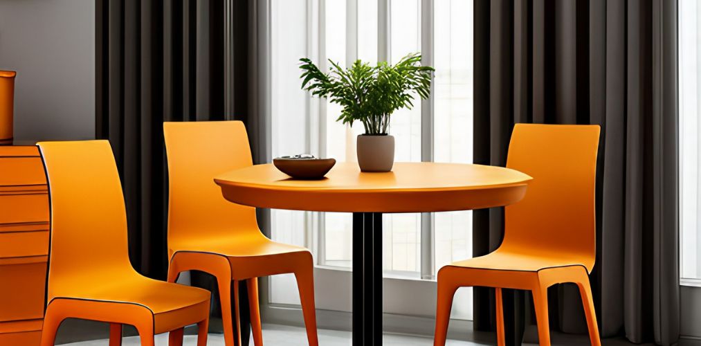 Orange plastic dining table set-Beautiful Home