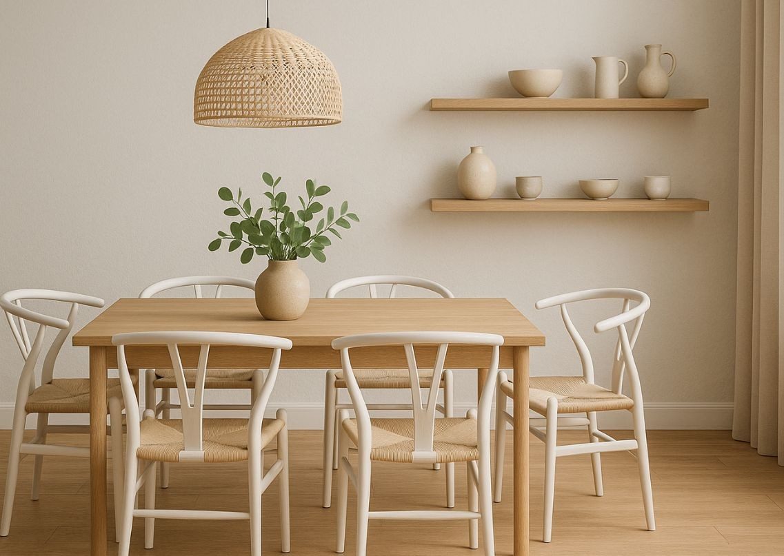 Wooden dining table with minimalist décor - Beautiful Homes