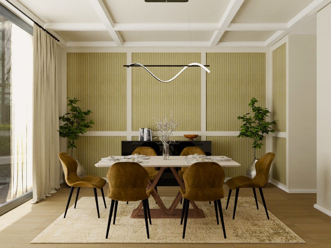 Elegant dining room with wooden table and chairs - Beautiful Homes