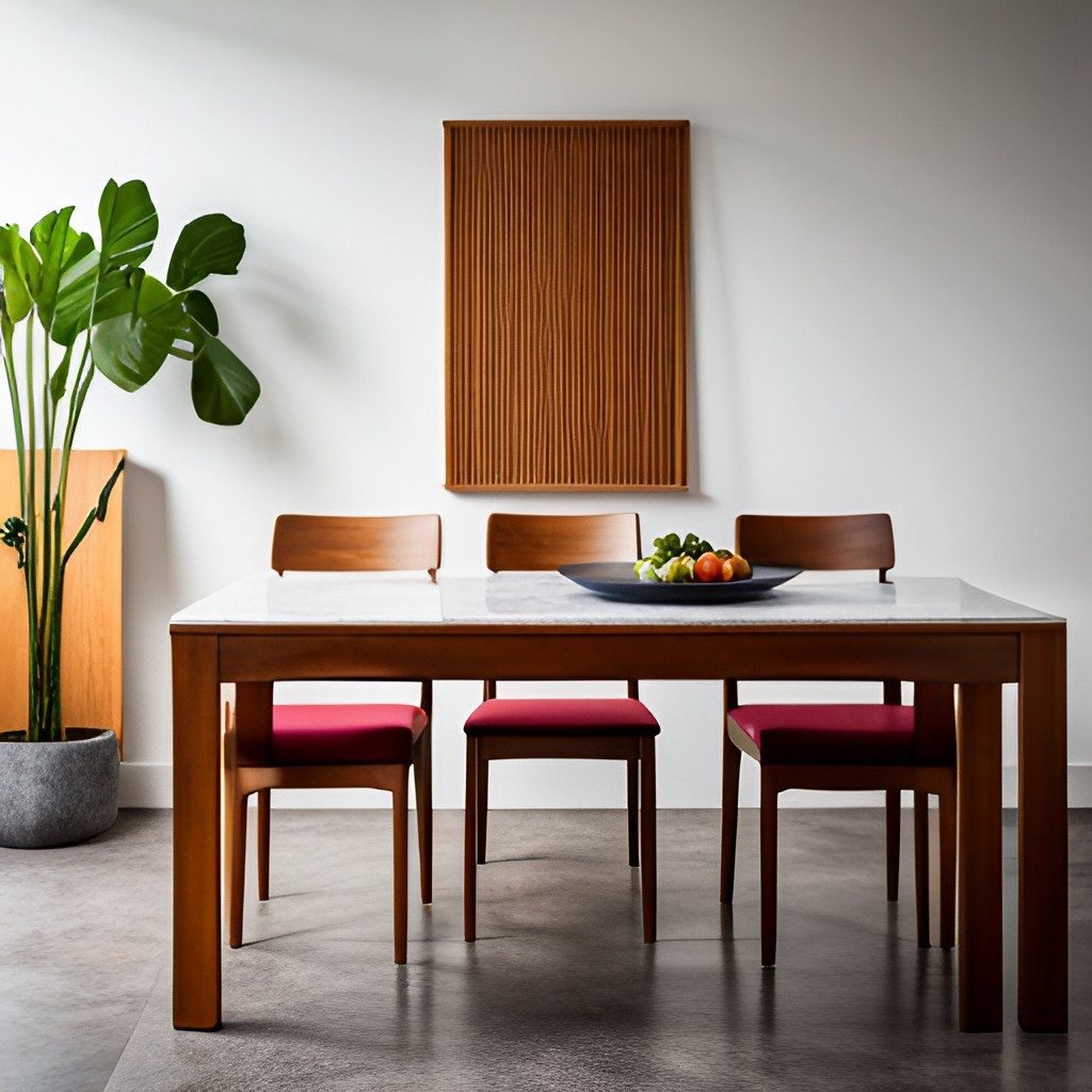 Wooden Dining Table with Marble Top - Beautiful Homes