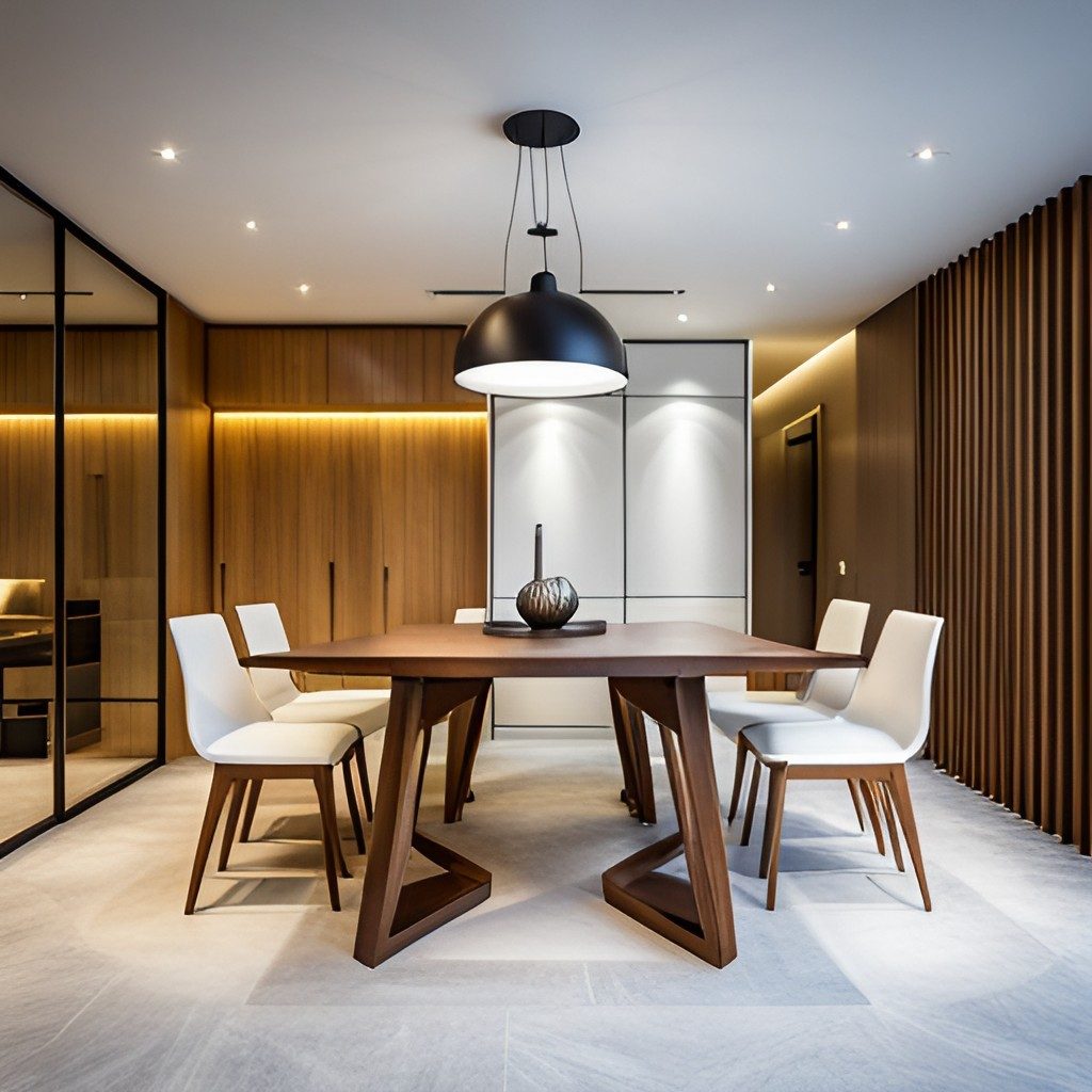 Wooden Dining Table with White Chair - Beautiful Homes