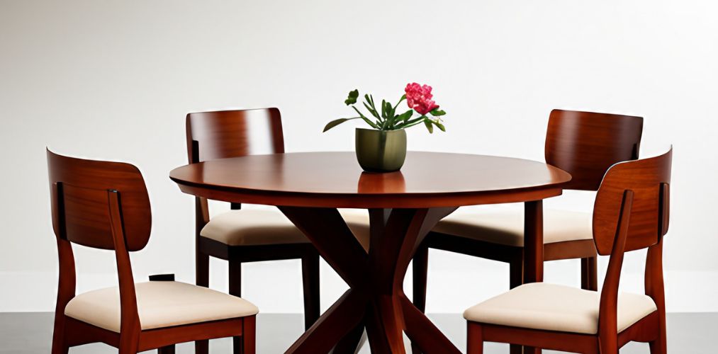 4 seater dining table with wooden top-Beautiful Homes