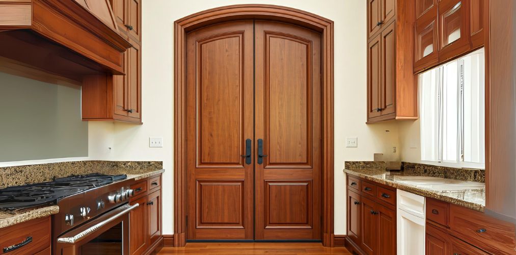 Arched double door design in kitchen with wood - Beautiful Homes