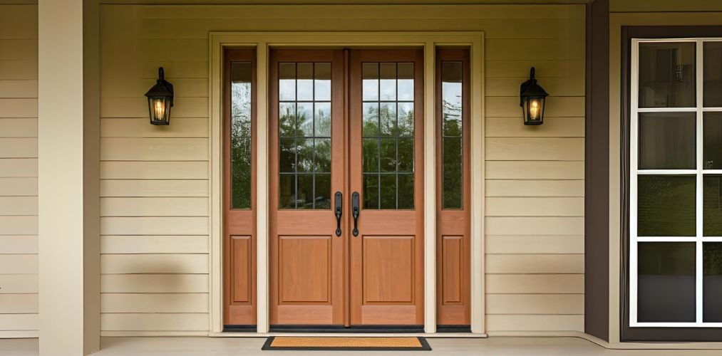 Country inspired wooden double door for main entrance - Beautiful Homes