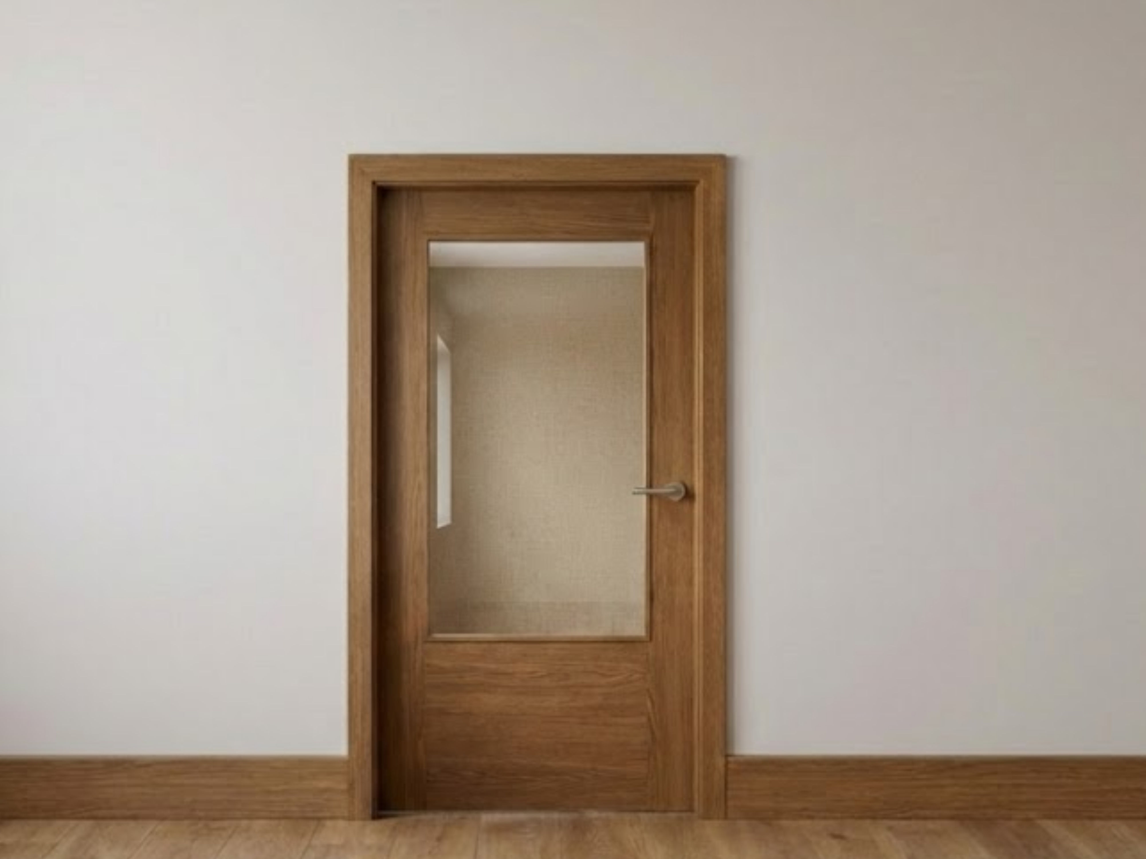 Wooden door with glass panel in neutral décor - Beautiful Homes