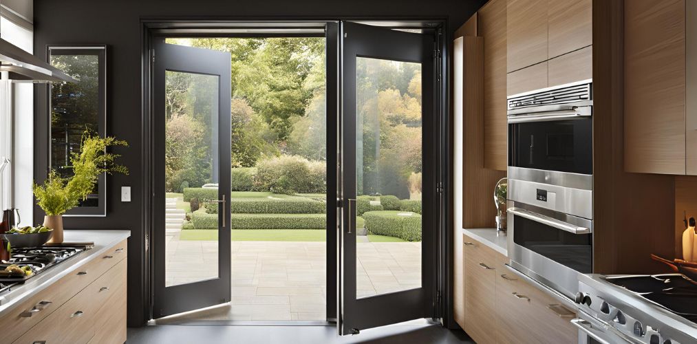 Double black door with glass for kitchen - Beautiful Homes